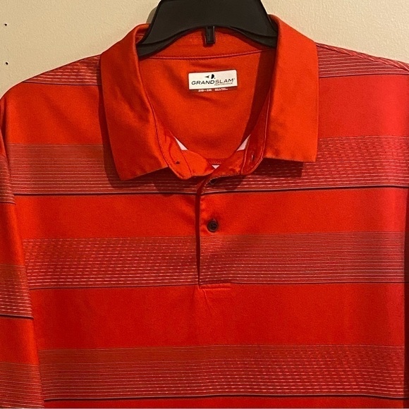 Grand Slam Shirt Mens 2XB Golf Polo Lightweight Short Sleeves Red Striped - Picture 2 of 9